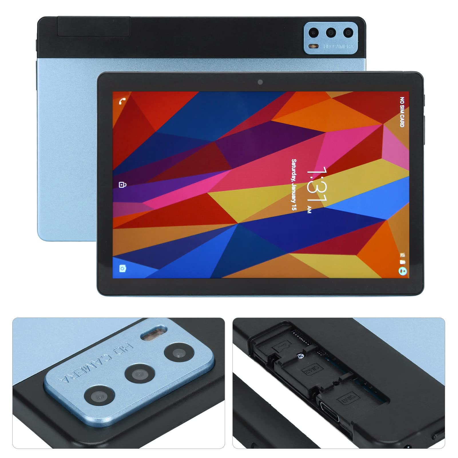 Airshi HD Tablet 1.5GHz Octa Core 5800mAh Rechargeable Blue 10.1 Inch Tablet 8GB RAM 256GB ROM for Business (US Plug)