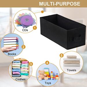 Moukeren 6 Pcs DVD Case with Lid 13.2 x 5.9 x 5.3 Inch Nonwoven Fabric Holder Decorative Organizer Storage Bins with Lids and Handles Holds 165 Discs(Black)