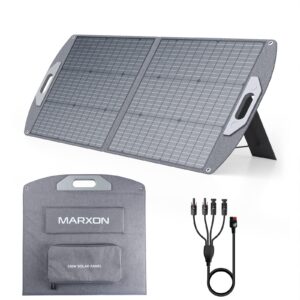 marxon solar panel xp200, 200 watt portable solar panel, high-efficiency solar panel, foldable solar panel with adjustable kickstand, waterproof and dustproof design perfect for camping, rv trip