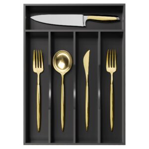 greenual black silverware organizer 10 in utensil organizer silverware tray for drawer cutlery flatware organizer for kitchen bamboo wood