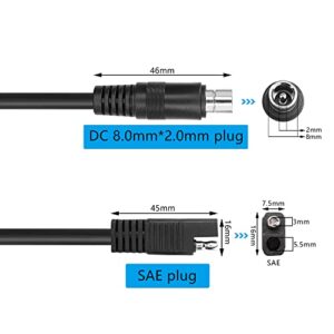 24V DC8mm to SAE Extension Cable DC 8.0mm x 2.0mm Male Plug to SAE Solar Adapter Connector Cable 14AWG for Car,Motorcycle,Solar Panel,Portable Generator,Solar Power Station Etc.