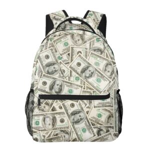 Qurdtt Funny US Dollar Money Backpack Travel Backpack Casual Hiking Daypack for Men Women