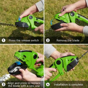 Hedge Trimmer Cordless, TOOVEM 2 in 1 Handheld Cordless Grass Shear with 2 Pcs Rechargeable Batterys and Charger, 24V Electric Weed Grass Cutter Shrubbery Trimmer for Garden, Lawn (Green)