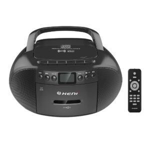 g keni portable cd and cassette player boombox combo, casette tape recorder with remote, am fm radio, usb playback with earphone jack, 5.1v bluetooth speaker, battery operated or ac powered for home