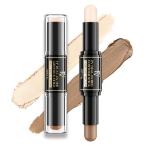 fv cream contour stick, 2-in-1 face shaping stick for highlighting & contouring, bronzer stick，long lasting & waterproof，non-sticky highlighter makeup pen for light/medium skin tones, 0.26oz (7.5g)