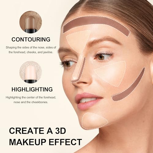 FV Cream Contour Stick, 2-in-1 Face Shaping Stick for Highlighting & Contouring, Bronzer Stick，Long Lasting & Waterproof，Non-Sticky Highlighter Makeup Pen for Light/Medium Skin Tones, 0.26oz (7.5g)