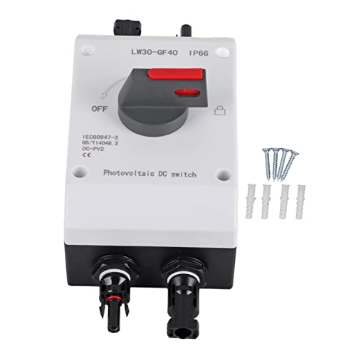 PV Solar Disconnect Switch, 1200V 32A PV DC Isolator Switch, IP66 Waterproof, for Solar Power System RV Boats, On Off Grid Solar Systems (Basic Type)