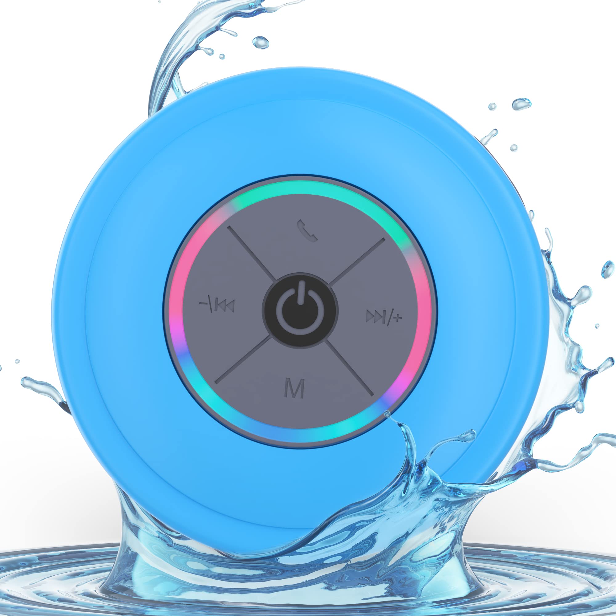 Speakers Bluetooth Wireless – Colorful Shower Speaker – Advanced Waterproof Bluetooth Speaker with Suction Cup Installation - Wireless Speakers with Bluetooth and Rechargeable Battery bathroom speaker