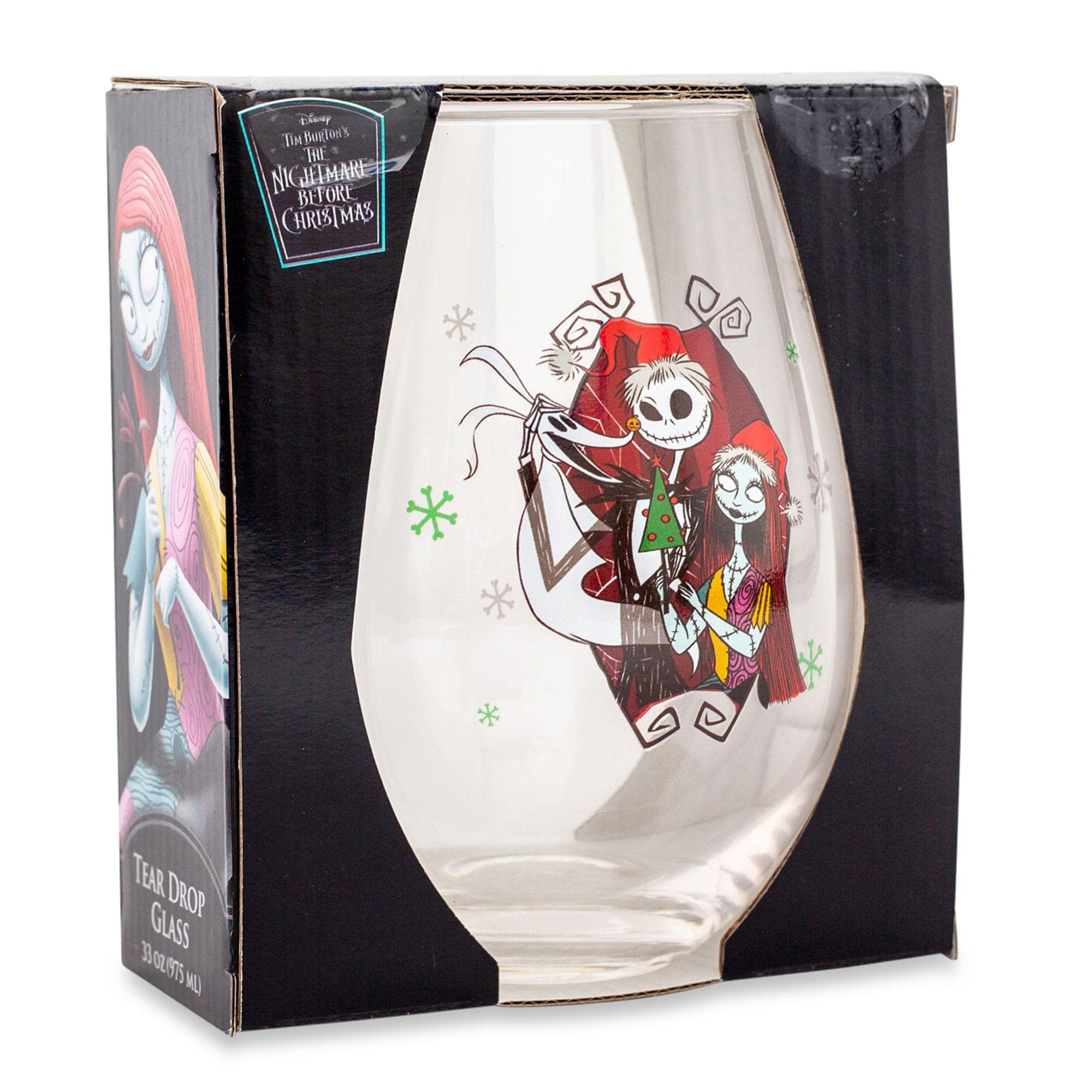 Disney The Nightmare Before Christmas Jack and Sally Stemless Wine Glass Tumbler | Holds 34 Ounces