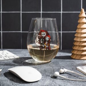 Disney The Nightmare Before Christmas Jack and Sally Stemless Wine Glass Tumbler | Holds 34 Ounces