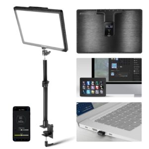 neewer gl1 pro 15.5" key light streaming light, video light with 2.4g pc/mac ios/android app control, 2800lm led panel light with desk clamp compatible with elgato stream deck for gaming zoom, black