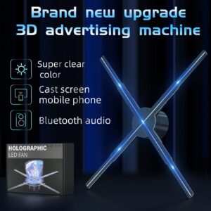 3D Hologram Fan Advertising Display LED Fan, 4 Blade 19.2in Holographic 3D Photos and Videos - 3D Naked Eye LED Fan Best for Store, Shop, Bar, Casino, Holiday, Events Display