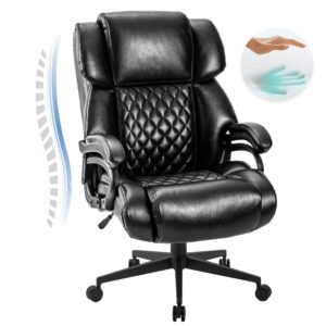 yi danica high back big & tall 400lb office chair - heavy duty metal base, adjustable tilt angle large bonded leather ergonomic executive desk computer swivel chairs