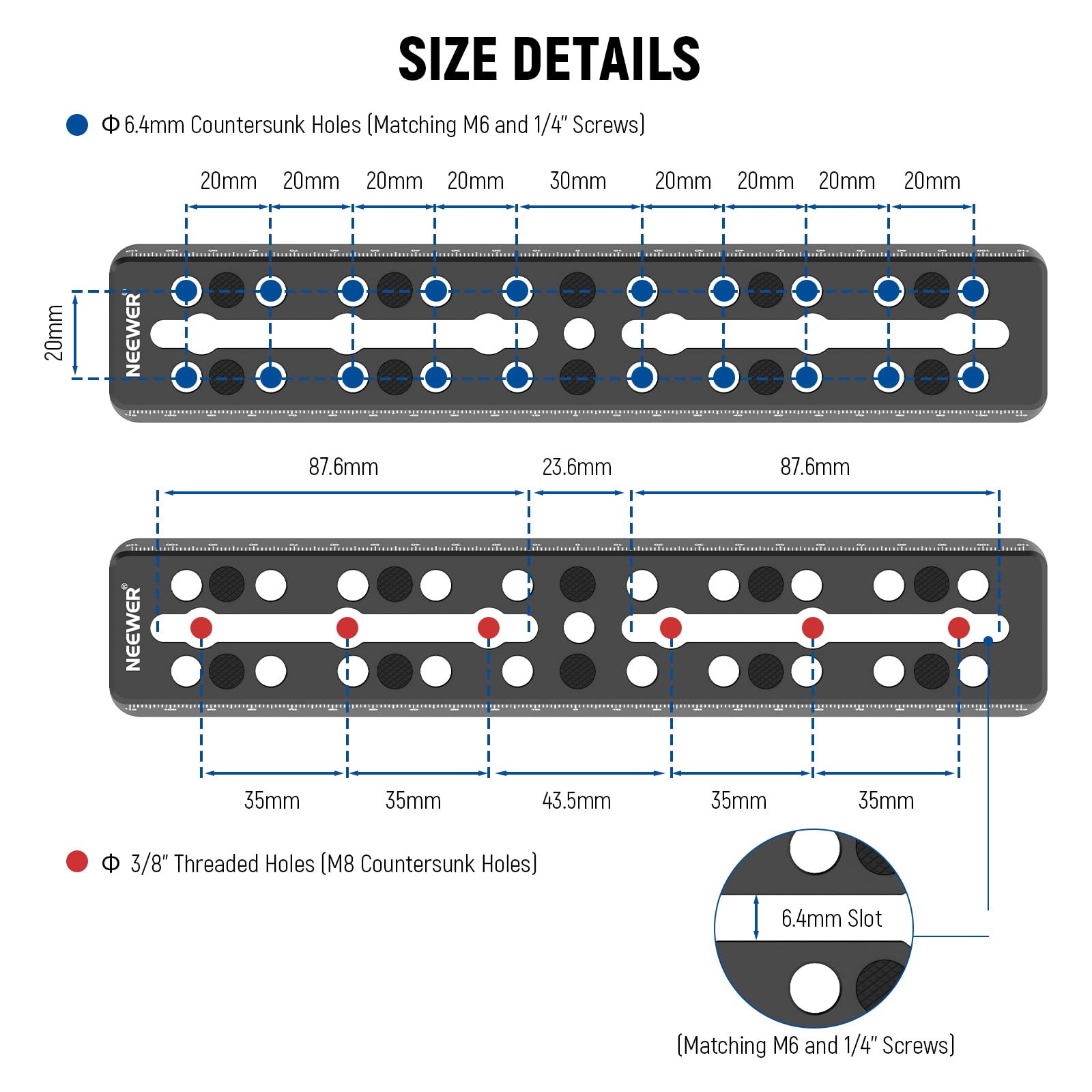 NEEWER 9"/230mm Rail Bar Vixen Style Dovetail Plate, Metal Mounting Plate Saddle with M6 1/4" 3/8" Camera Screw for Telescope Mount Adapter OTA Equatorial Tripod Sky Astrophotography, QR003