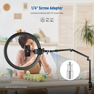 NEEWER Webcam Stand Camera Mount with C Clamp, 35.4" Aluminum Alloy Flexible Articulating Stand Boom Arm with 1/4" 3/8" 5/8" Screws for Ring Light Mirrorless Camera Smartphone Projector, ST3