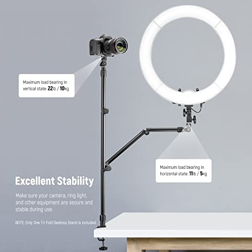 NEEWER Webcam Stand Camera Mount with C Clamp, 35.4" Aluminum Alloy Flexible Articulating Stand Boom Arm with 1/4" 3/8" 5/8" Screws for Ring Light Mirrorless Camera Smartphone Projector, ST3