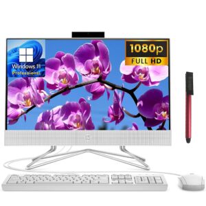 hp 22 aio 21.5" fhd business all-in-one desktop computer, intel celeron j4025 up to 2.9ghz, 4gb ddr4 ram, 128gb ssd, wifi, bluetooth, keyboard and mouse, white, windows 11 pro