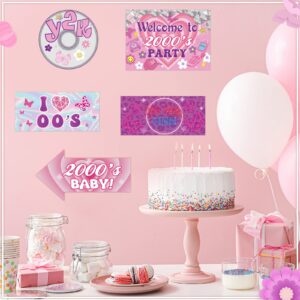 20 Pcs Y2K 2000s Pink Party Sign Decorations 00s Party Decorations 2000's Theme Birthday Party Supplies Retro Y2K Party Decoration for Birthday Female Bachelorette