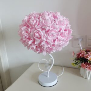 ZYLEIESENBAO Pink Desk lamp with Rose Flower Lampshade, Princess Table lamp Flower Lamp for Nightstand Pink Room Decor Aesthetic Bedroom Decor for Women Girls Christmas Dating Party Wedding Gifts