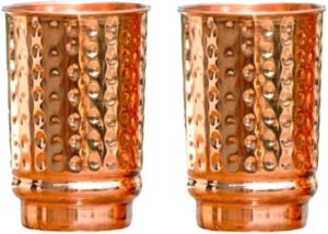 2 activelife set of 2 hammered pure copper tumblers for storing and drinking water for ayurvedic medicine cups| copper water drinking glass | 350 ml (11.8 fl. oz.)