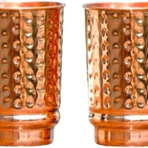 2 Activelife Set of 2 Hammered Pure Copper Tumblers for Storing and Drinking Water for Ayurvedic Medicine Cups| Copper Water Drinking Glass | 350 ml (11.8 fl. oz.)