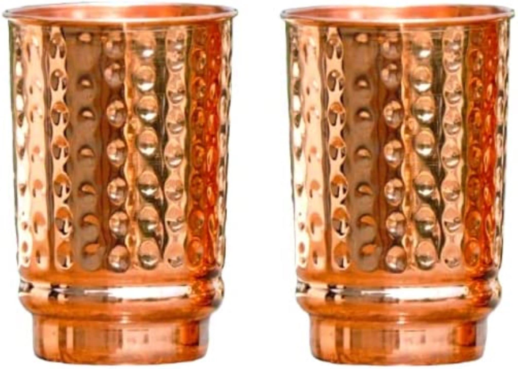 2 Activelife Set of 2 Hammered Pure Copper Tumblers for Storing and Drinking Water for Ayurvedic Medicine Cups| Copper Water Drinking Glass | 350 ml (11.8 fl. oz.)