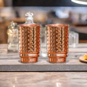 2 Activelife Set of 2 Hammered Pure Copper Tumblers for Storing and Drinking Water for Ayurvedic Medicine Cups| Copper Water Drinking Glass | 350 ml (11.8 fl. oz.)