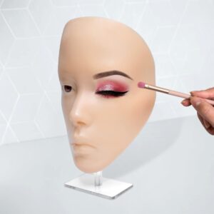 ZTBBRA Makeup Practice Kit, Reusable Silicone Makeup Practice Face/Makeup Mannequin Face, Come with Makeup Brushes Set&Dual head Eyebrow Pencils&Eyeliners&a Pair of Eyelashes&a Makeup Bag