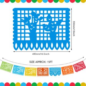 12 Pcs 180 ft Mexican Party Banners Large Papel Picado Banner 10 Patterns Plastic Fiesta Banner Decorations for Cinco De Mayo Mexican Fiesta Party Day of The Dead Dia De Los Muertos