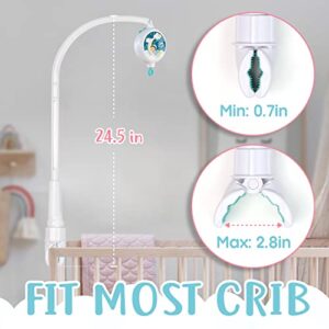 Baby Mobile Arm for Crib with Musical Box - 23 Inch Crib Mobile Arm - Crib Mobile Motor Play 12 Lullabies (30 Min Auto Off) - Holder for DIY Clamp Mobile