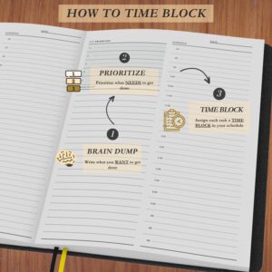 Timely Planner – Time Blocking Planner and Time Box Planner. 180 Undated Pages, To Do List, Hourly Schedule, Daily and Monthly Agenda. Time Management & Productivity Planner. A5-8.3" X 5.8" (Black)