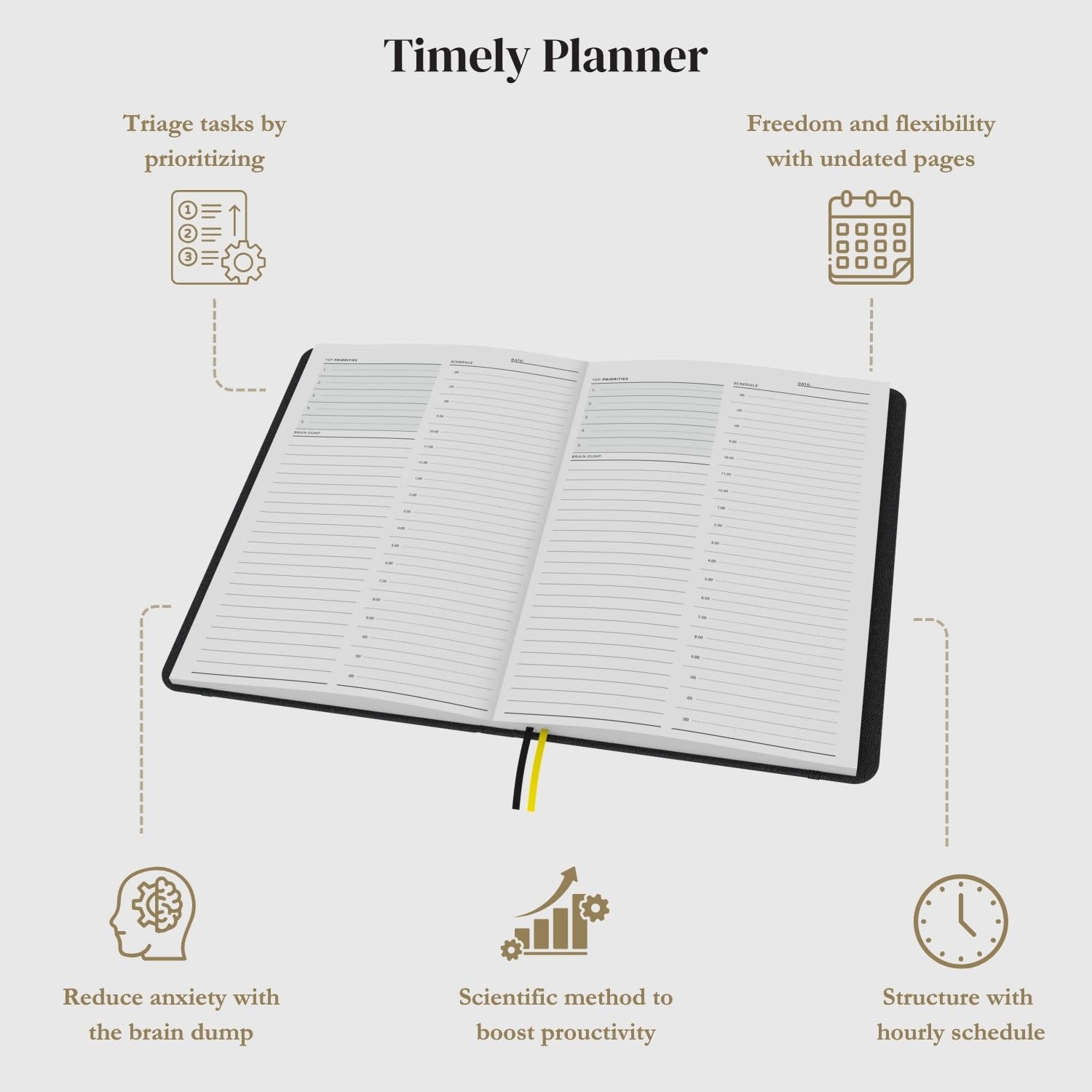 Timely Planner – Time Blocking Planner and Time Box Planner. 180 Undated Pages, To Do List, Hourly Schedule, Daily and Monthly Agenda. Time Management & Productivity Planner. A5-8.3" X 5.8" (Black)