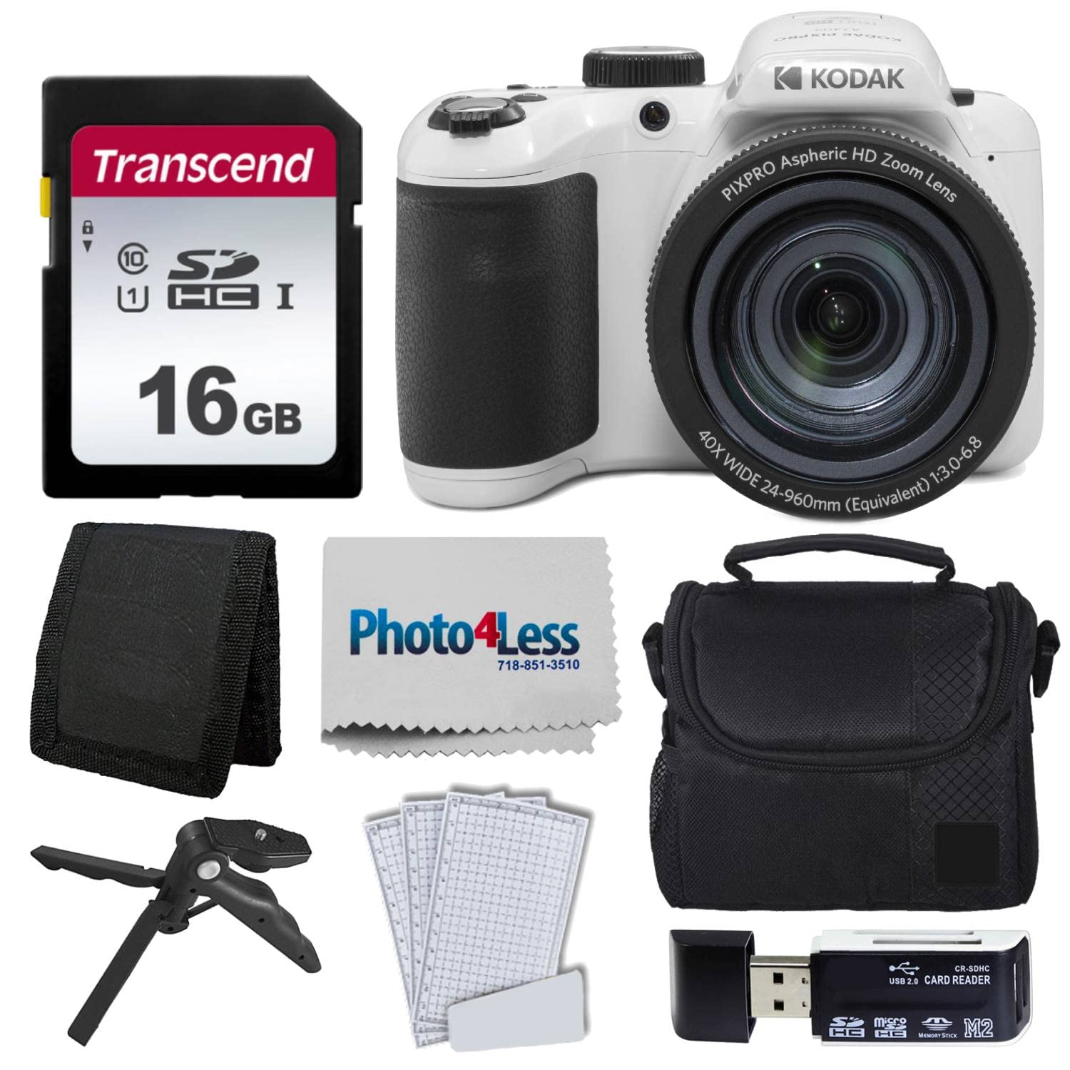 Kodak PIXPRO AZ405 Digital Camera (White) + Accessories