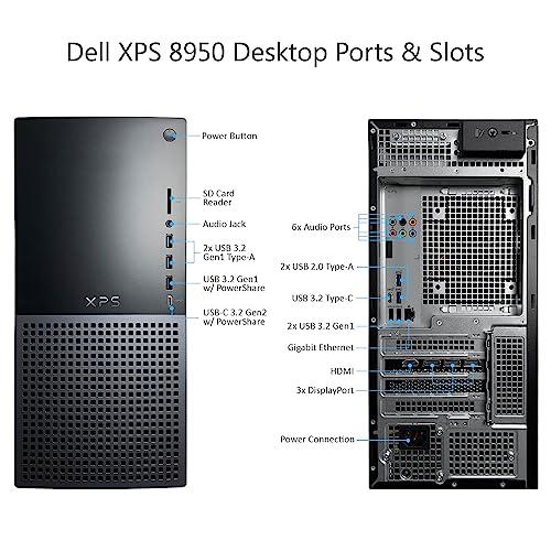 Dell XPS 8950 Gaming Desktop Computer - 12th Gen Intel Core i7-12700 up to 4.90 GHz CPU, 128GB DDR5 RAM, 2TB NVMe SSD + 12TB HDD, AMD Radeon RX 6700XT 12GB, Killer Wi-Fi 6, Windows 11 Pro