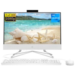 hp all-in-one desktop, 21.5" fhd display, intel celeron j4025, 16gb ram, 2tb ssd, webcam, wired keyboard&mouse, wifi, hdmi, rj-45, windows 11 home, white
