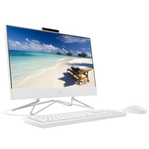 HP All-in-One Desktop, 21.5" FHD Display, Intel Celeron J4025, 8GB DDR4 RAM, 256GB PCIe SSD, Webcam, WiFi, HDMI, RJ-45, Wired Keyboard&Mouse, Windows 11 Home, White