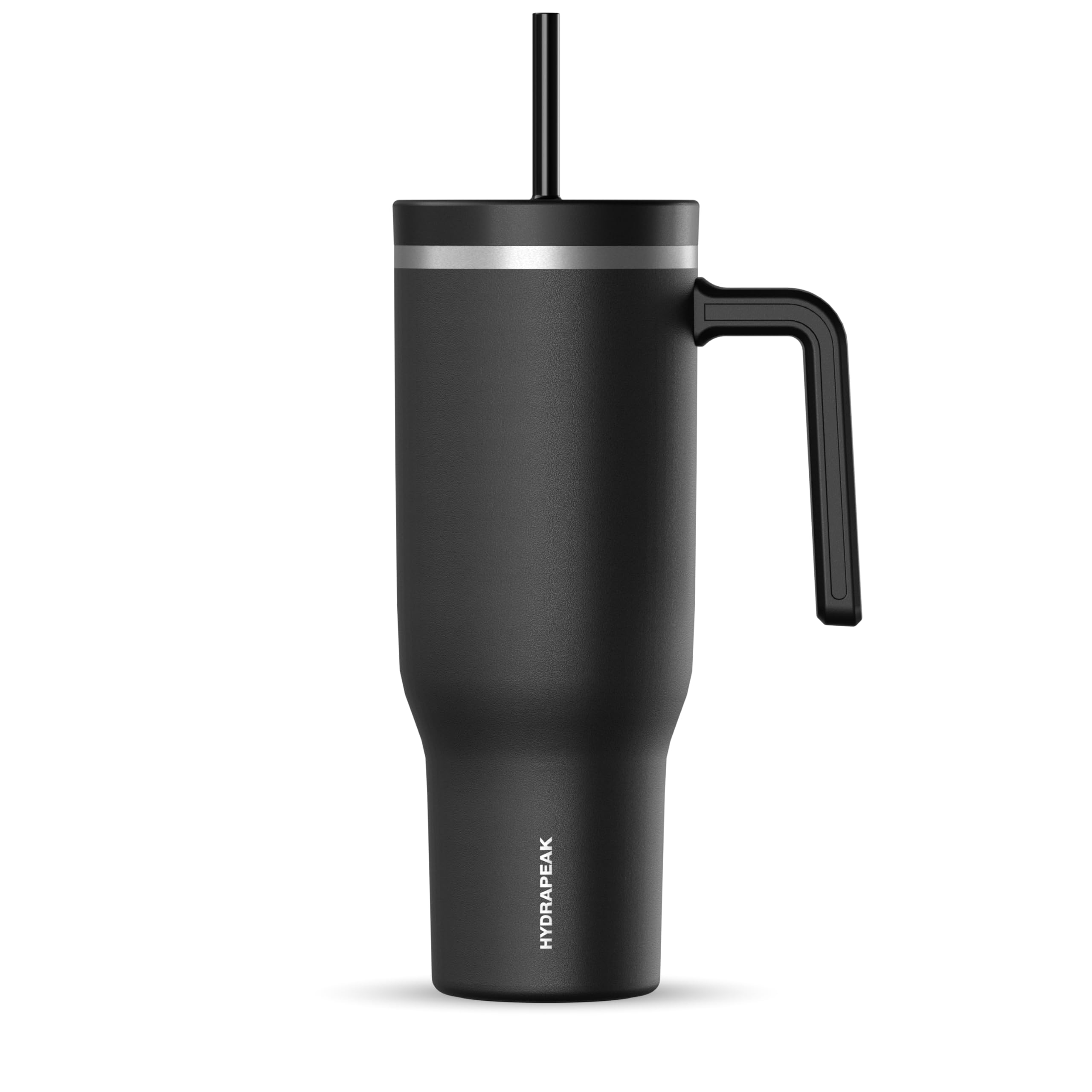 Hydrapeak Voyager 40 oz Tumbler with Handle and Straw Lid | Reusable Stainless Steel Water Bottle Travel Mug Cupholder Friendly | Insulated Cup (Black)