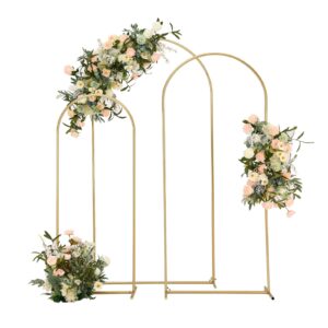 vincidern wedding arch backdrop stand set of 3 (6.6ft,5.9ft,4.9ft), balloon arch stand, metal arch backdrop stand for birthday party, wedding arches for ceremony decoration backdrop door frame gold