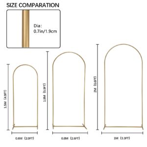 Vincidern Wedding Arch Backdrop Stand Set of 3 (6.6FT,5.9FT,4.9FT), Balloon Arch Stand, Metal Arch Backdrop Stand for Birthday Party, Wedding Arches for Ceremony Decoration Backdrop Door Frame Gold