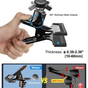 Sun Visor Phone Holder for Car [360° Super Metal Clip] Car Visor Cell Phone Mount, Universal Steering Wheel Phone Clamp with 1/4'' Screw Adapter for iPhone, Android Smartphone, Tablet, Gopro, Camera