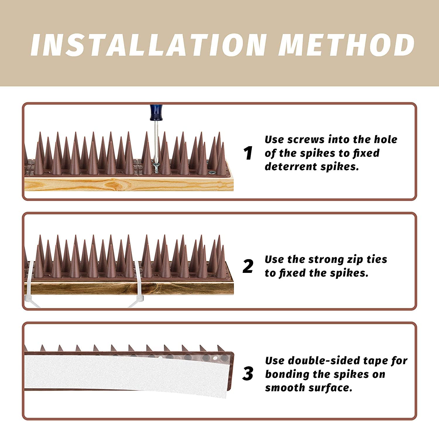 Bird Spikes, Grovind Plastic Spikes for Outdoor Bird Spike Security Bird Deterrent Spikes, Cat Raccoon Squirrel Spikes Pigeon Spikes for Fences and Roof Keep Birds Away - 12 Pack