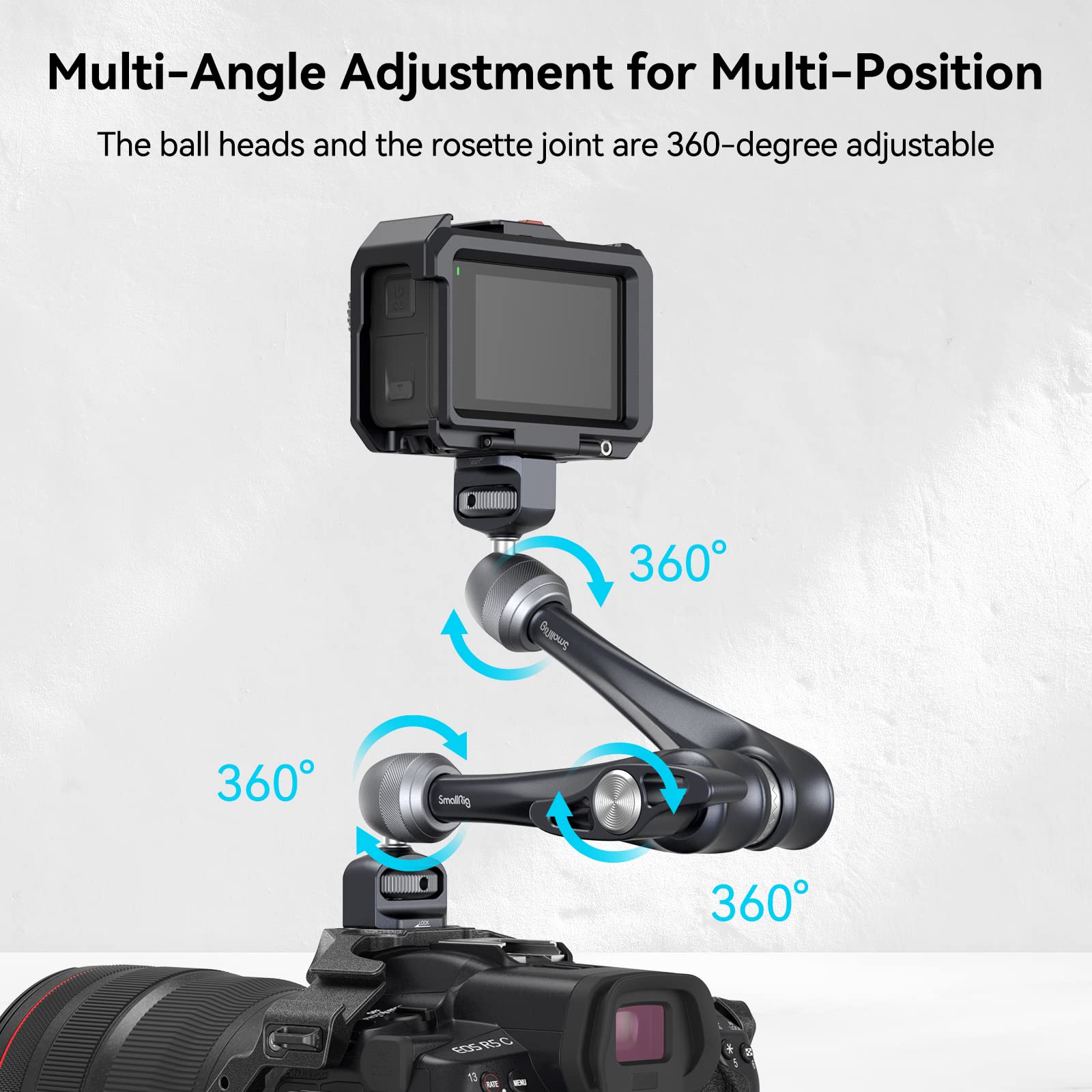 SMALLRIG Rosette Magic Arm 11 Inch with Ball Head, 1/4"-20 Screws, and Anti-Twist Pins, for Cameras/iPads/Monitors/LED Lights/Smartphones/Action Cameras, Max Load Capacity 3kg - 3959