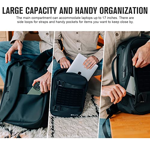 OLIFE Drytrip 17 inch Laptop Backpack, 20L Travel Commuter Backpack with MOLLE Loop Fields, Water-resistant Polyester Shell for Business Office