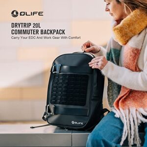 OLIFE Drytrip 17 inch Laptop Backpack, 20L Travel Commuter Backpack with MOLLE Loop Fields, Water-resistant Polyester Shell for Business Office