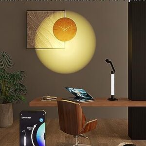 HCYHNB Smart Table Lamp Works with Alexa Google Home, Swing Arm Desk Lamp with Rotatable Body, APP Control DIY Lighting Modes & Music Sync, Dimmable Night Light for Kids Adults