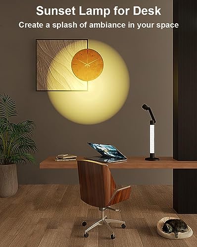 HCYHNB LED Desk/Task Lamp for Home Office, 600LM Eye-Caring Reading Light, 360°Rotatable Swing Arms, Dimmable Table Lamp with Atmosphere Lighting for Desk Bedside