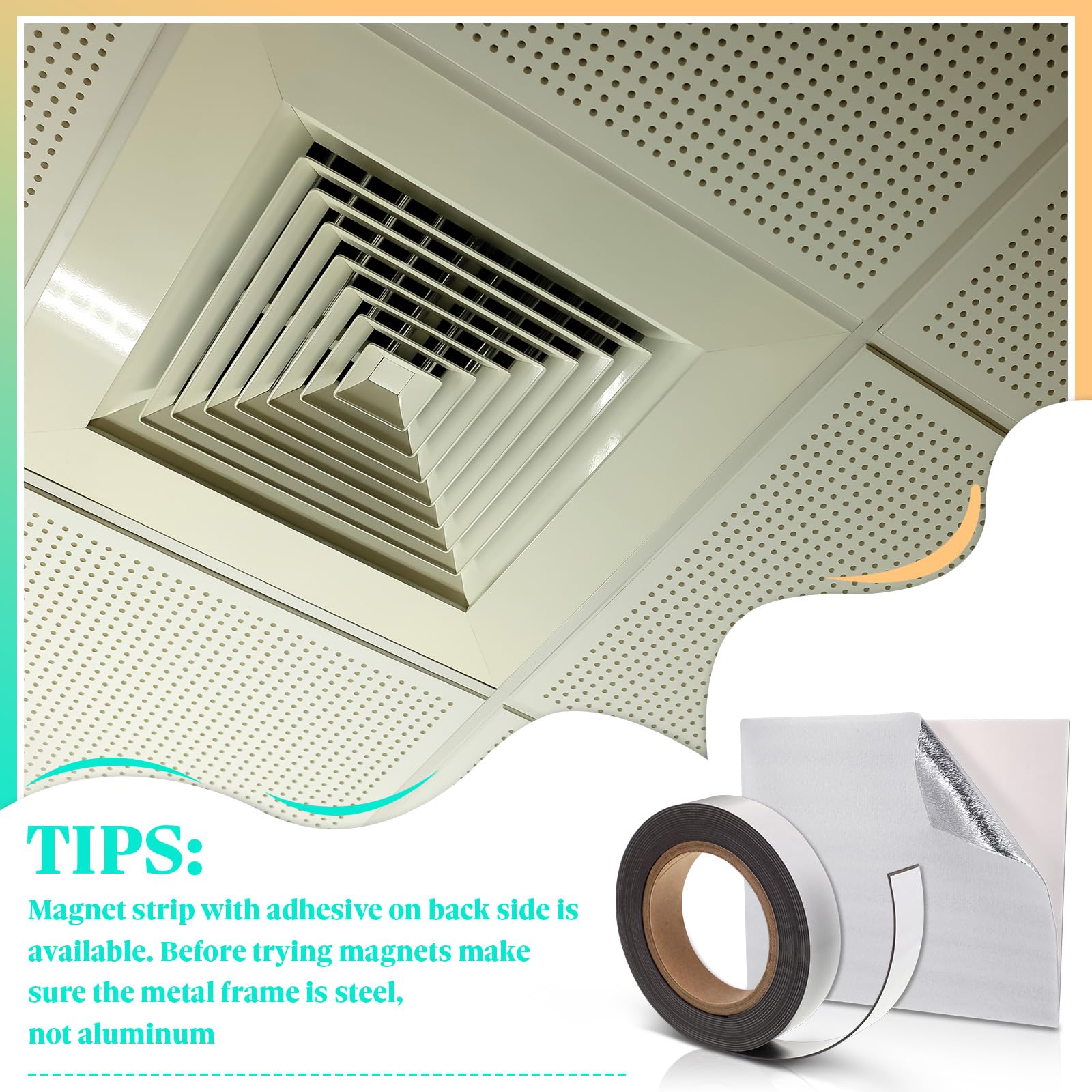 Attic Armour Attic Fan Cover, Attic Fan Cover Whole House Fan Cover Household Attic Fan Insulation Cover with Flexible Magnetic Tape Self Adhesive Magnet Strips for Ceiling Shutter (38 x 38 Inch)