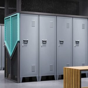 PEUKC Metal Storage Locker, 50" Tall Locker Storage Cabinet for Employees, 3-Tier Storage Cabinet Locker with Lock and Keys for School, Gym, Home, Office Staff (Retro, Assemble Required)