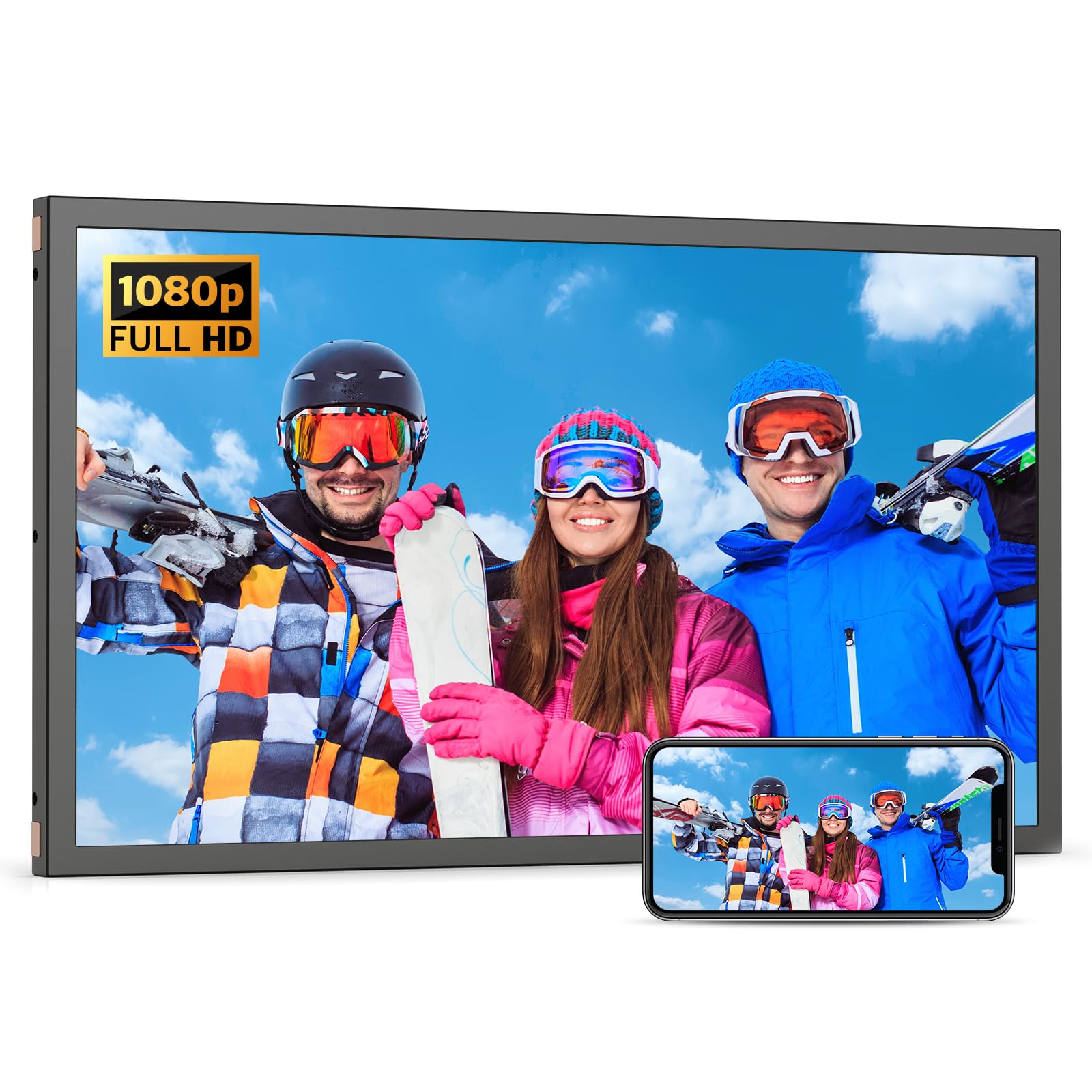 21.5-Inch Dual-WiFi Extra Large Digital Picture Frame - 32GB Digital Photo Frame FHD IPS Panel, Wall Mountable, Share Photos Videos via App Email, Sync Smartphone Screen, Suit for Home Decorations