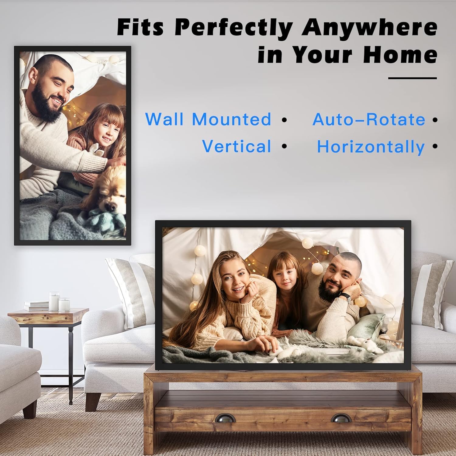 21.5-Inch Dual-WiFi Extra Large Digital Picture Frame - 32GB Digital Photo Frame FHD IPS Panel, Wall Mountable, Share Photos Videos via App Email, Sync Smartphone Screen, Suit for Home Decorations